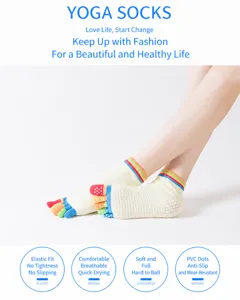 Women non-slip yoga socks five toe breathable fitness Pilates socks with PVC grip dots for workout