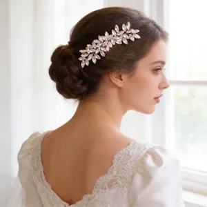 Bridal crystal hair comb handmade rhinestone hair accessory wedding updo hair piece for women