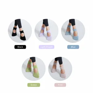 Chaussettes de yoga dos nu pour femmes avec points en silicone antidérapants pour le fitness.
