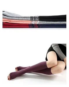 Knit over-knee yoga socks and toe socks for winter warmth, anti-slip design for dance practice.
