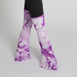 Lila Batik Farbverlauf Zehensocken für Yoga, atmungsaktive Waden Fitness Sport Socken für Indoor.