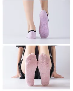 Non-slip yoga socks ballet style pink grip socks for women fitness pilates workout gear