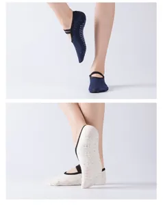 Non-slip yoga socks with cross straps, breathable ballet style socks for fitness pilates dance.