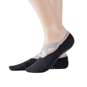 Antislip yogasokken voor dames, ballet stijl gekruiste bandjes sport pilates fitness sokken.