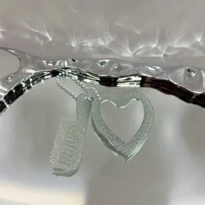 Glitter hart make-up spiegel sleutelhanger tas bedel glanzend accessoire voor vrouwen