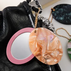Elegante ovale Spiegel Schlüsselanhänger Tasche Anhänger, schicker Marmor Charm für Schlüssel.