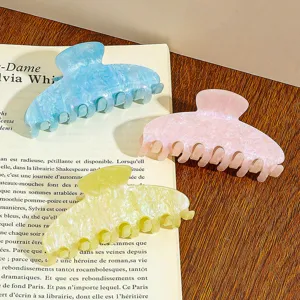 Sweet resin hair claw clip with sparkly finish, trendy large shark clip for elegant styling.