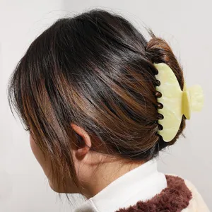 Elegant acetate hair claw clip for women, chic minimalist updo hairstyle accessory daily wear.