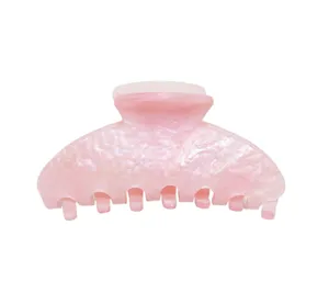 Pink hair claw clip, sweet style translucent shark clip for women and girls daily styling.