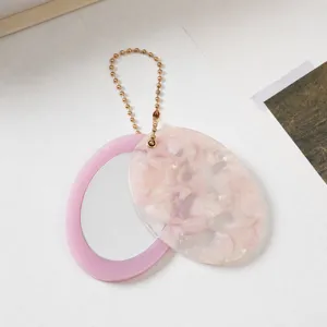 Süßer rosa ovaler Spiegel Schlüsselanhänger, elegante Taschenanhänger und Auto Accessoire.