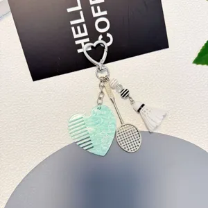 Créatif Badminton Raquette Porte-clés Mignon Sac Pendentif Métal Anneau Accessoire