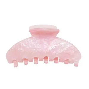 Pink hair claw clip for women, sweet translucent acetate shark clip for cute hairstyles.