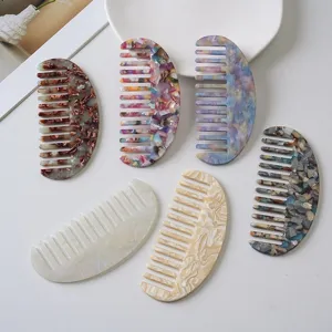 Acetate hair side comb set stylish marble pattern vintage hair insertion accessories for women