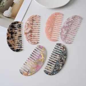 Marble pattern acetate hair combs set of 6, fashionable anti-static portable hair styling pocket tools.