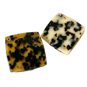 French retro acetate folding makeup mirror portable square compact pocket mirror.