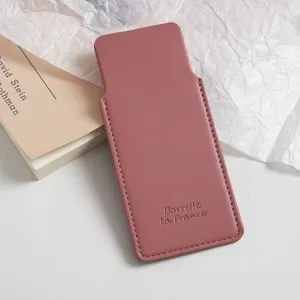 Etui en cuir PU pour peigne pochette de protection portable pour peigne de maquillage rose