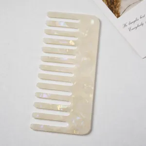 Acetate wide tooth hair comb marble pattern anti static hair styling tool for daily use