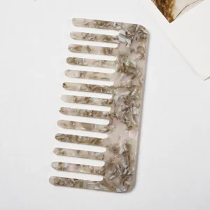 Wide tooth hair comb acetate marble pattern anti-static fashion hair styling tool for women daily.
