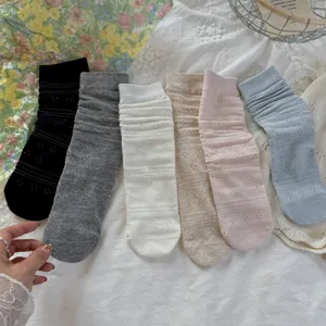 Baumwoll Mesh Rüschen Socken Set, süße atmungsaktive Frühlings Sommer Freizeitsocken Damen.