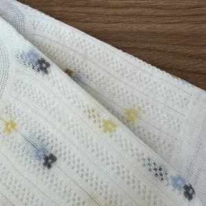 Close-up detail of breathable mesh floral boat socks with delicate pattern texture.