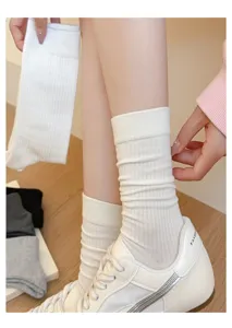 Chaussettes mi-hautes confortables pour femmes à rayures verticales, pur coton, style d'été fin.