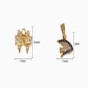 DIY Gold Rhinestone Bowknot and Angelfish Pendant Charms for Necklace Bracelet Jewelry