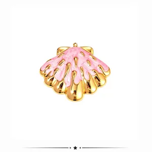 Roestvrij staal 18k goud druppel olie schelp hanger voor DIY sieraden ketting accessoire.