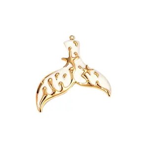 Oceaan stijl walvisstaart hanger roestvrij staal 18k goud DIY sieraden accessoire