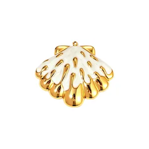 Zee stijl olie druppel roestvrij staal 18k goud schelp hanger voor DIY sieraden maken.