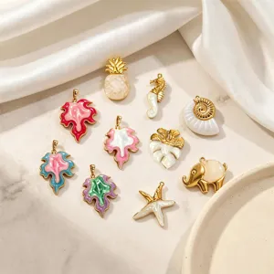 18K Επιχρυσωμένα Σμάλτο Φίλντισι DIY Κοσμήματα Μενταγιόν Διάφορα Σχήματα Αξεσουάρ