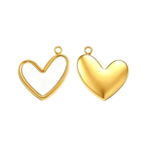Ανοξείδωτο ατσάλι 18k επιχρυσωμένο καρδιά DIY μενταγιόν γούρια για κολιέ βραχιόλι κόσμημα