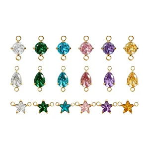 Pendente a Doppia Chiusura con Zirconia Micro Intarsiata in Acciaio Inossidabile per Creazione di Gioielli Fai-da-te Pendente Rotondo Goccia Stella