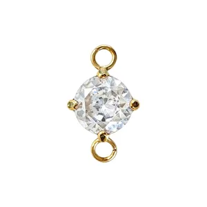 Connettore con doppio anello in ottone dorato zircone cubico rotondo per gioielli fai da te