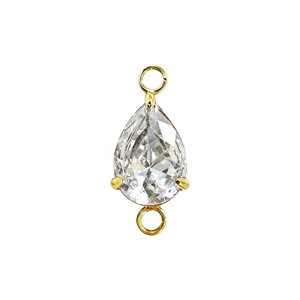 Ciondolo goccia in zircone rame placcato oro con doppio anello per accessori gioielli DIY.