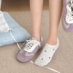 Korean style floral women low cut boat socks breathable invisible socks for summer daily wear.