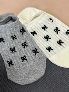 Damen Sommer Bootssocken atmungsaktives Netz niedriger Schnitt unsichtbare Socken Schleife