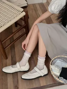 Women breathable mesh mid-tube socks spring summer casual daily wear comfortable soft cotton hosiery