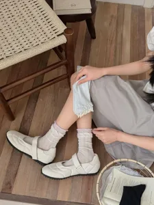 Women breathable thin mid-tube socks spring summer casual daily wear comfortable hosiery.