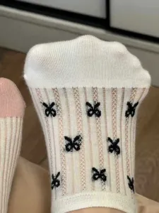 Sommer Damen atmungsaktive Mesh Bootssocken mit süßem Schleifen-Design, bequeme Socken.