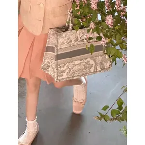 Stylish women canvas tote bag matching mary jane shoes lace socks summer outfit set