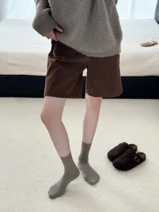 Korean style solid color mid-tube socks for women, versatile low saturation cotton socks for early autumn.