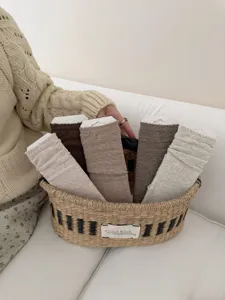 Autumn winter vintage knitted leg warmers hollow diamond ruffles cozy stacked socks for women