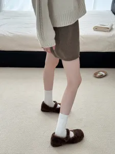 Korean style solid color mid-calf ribbed socks, early autumn versatile cotton socks for women.