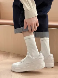 Herren Freizeitsocken einfarbig gerippt Baumwolle Mittelsocken bequeme atmungsaktive Socken.