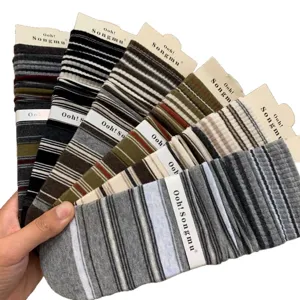 Korean style fashion autumn women striped mid tube socks casual stacked bunched hosiery