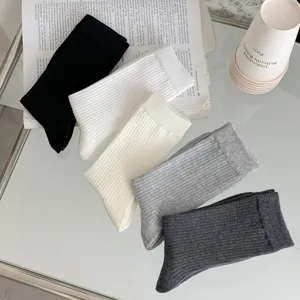 Chaussettes mi-hautes côtelées pour femmes, coton anti-boulochage été rayures japonaises.