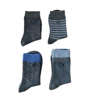 Donne grigio blu calzini tubo medio set simpatico righe pois cotone morbido calze casual