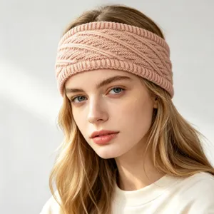Fascia Lavorata a Maglia Donna Inverno Caldo Paraorecchie Tinta Unita Spessa Moda
