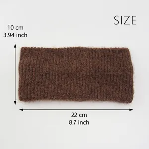 Bandeau en tricot côtelé vertical uni large bande de cheveux chauffe-oreilles marron