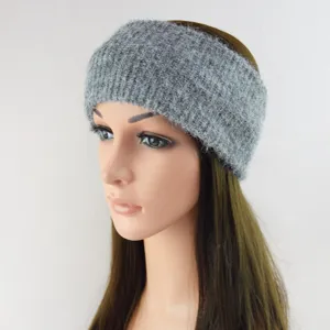 Bandeau large tricoté gris bandeau de cheveux en laine chaude d'hiver cache-oreilles sport